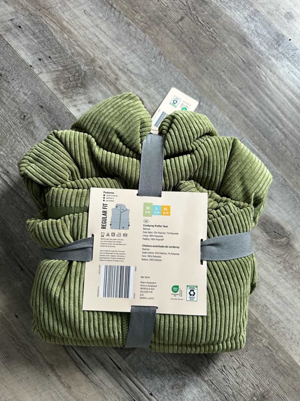 Serra Corduroy Puffer Vest - Olive - Picture 2 of 2